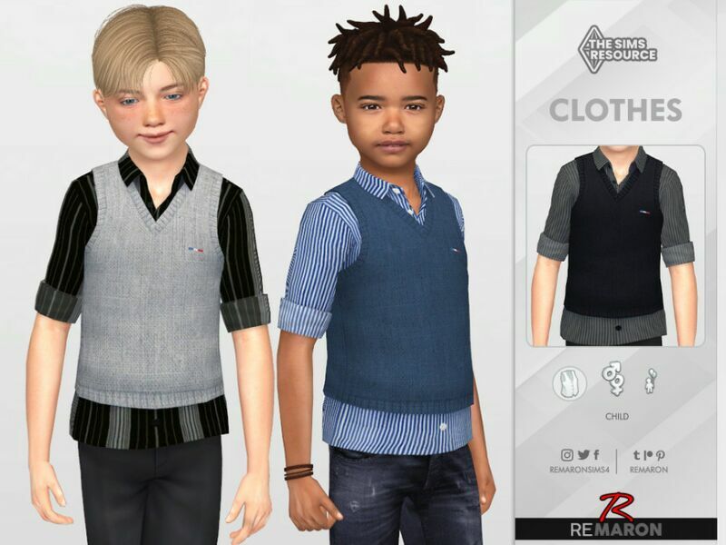 Formal Shirt With Vest 01 For Child By Remaron 1 Formal Shirt With Vest 01 For Child By Remaron Sims 4 CC