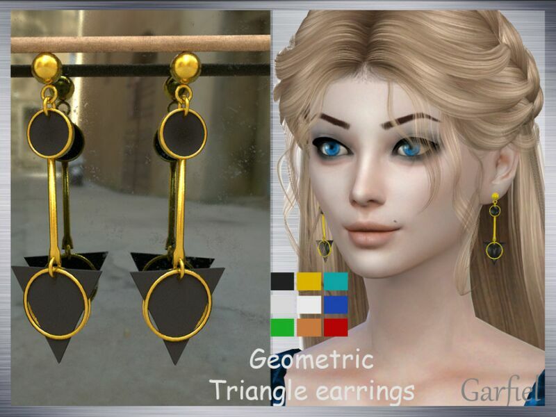 Geometric Triangle Earrings By Garfiel 1 Geometric Triangle Earrings By Garfiel Sims 4 CC