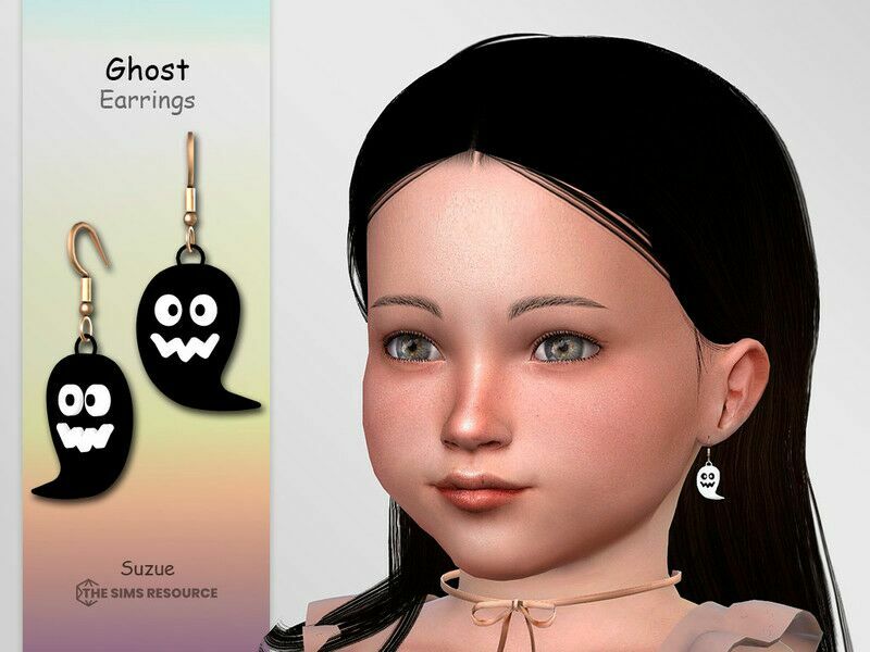 Ghost Earrings Toddler By Suzue 1 Ghost Earrings Toddler By Suzue Sims 4 CC