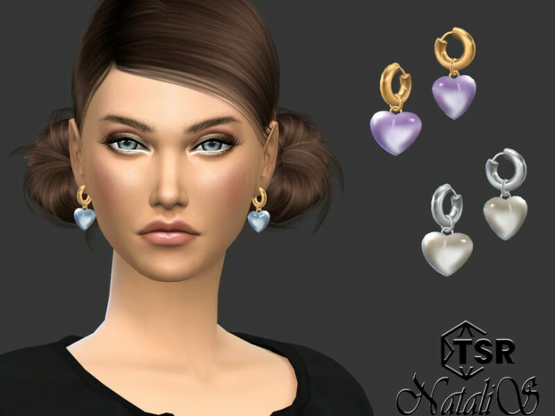 Glass Heart Hoop Earrings By Natalis 1 Glass Heart Hoop Earrings By Natalis Sims 4 CC