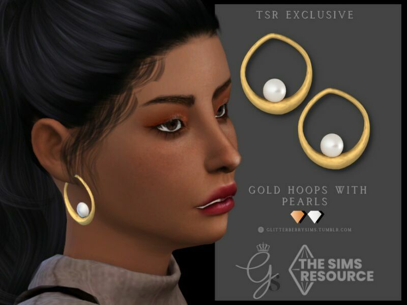 Gold Hoops With Pearls By Glitterberryfly 1 Gold Hoops With Pearls By Glitterberryfly Sims 4 CC