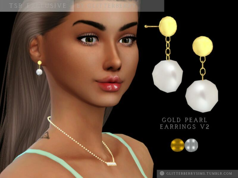 Gold Pearl Earrings V2 By Glitterberryfly 1 Gold Pearl Earrings V2 By Glitterberryfly Sims 4 CC