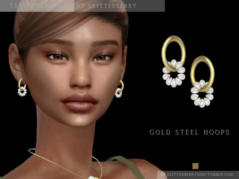 Gold Steel Hoop Earrings By Glitterberryfly 1 Gold Steel Hoop Earrings By Glitterberryfly Sims 4 CC