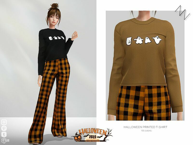 Halloween Printed T-Shirt 1 Halloween Printed T-Shirt Sims 4 CC