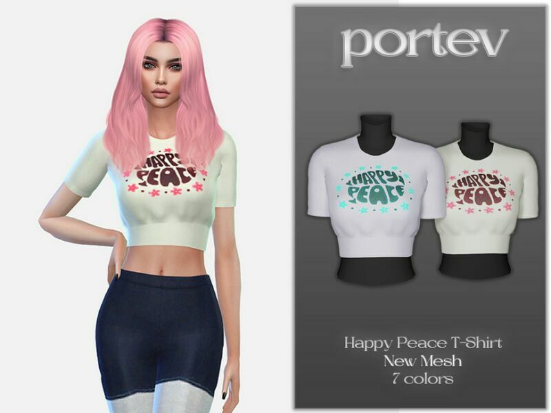 Happy Peace T-Shirt By Portev 1 Happy Peace T-Shirt By Portev Sims 4 CC