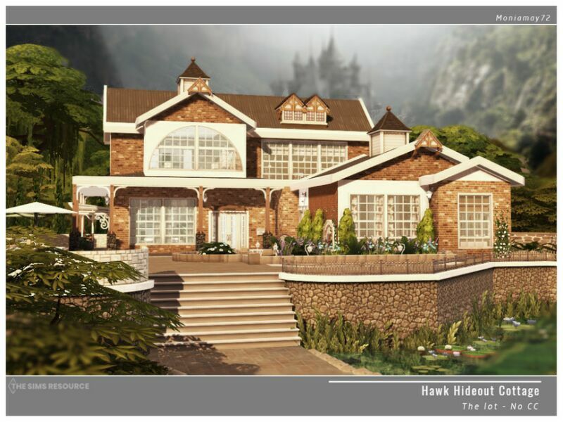 Hawk Hideout Cottage NO CC By Moniamay72 1 Hawk Hideout Cottage NO CC By Moniamay72 Sims 4 CC