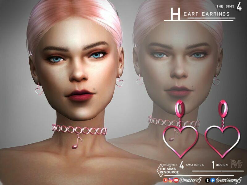 Heart Earrings By Mazero5 1 Heart Earrings By Mazero5 Sims 4 CC