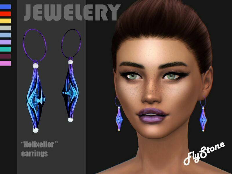“Helixelior” Earrings By Flystone 1 “Helixelior” Earrings By Flystone Sims 4 CC