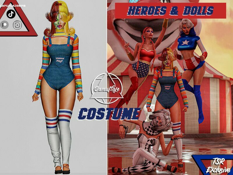 Heroes And Dolls Collection – Costume I By Camuflaje 1 Heroes And Dolls Collection – Costume I By Camuflaje Sims 4 CC