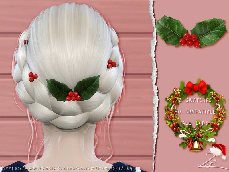 Holly Hairpins For Kids By _ZY 1 Holly Hairpins For Kids By _ZY Sims 4 CC