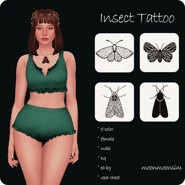 Insect Tattoo By Moonmoonsim 1 Insect Tattoo By Moonmoonsim Sims 4 CC