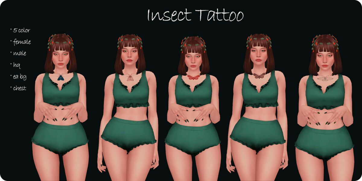 Insect Tattoo By Moonmoonsim 2 sims 4 cc insect tattoo by moonmoonsim 2