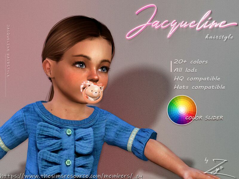 Jacqueline Hairstyle For Toddlers(Tight LOW Ponytail) By _ZY 1 Jacqueline Hairstyle For Toddlers(Tight LOW Ponytail) By _ZY Sims 4 CC