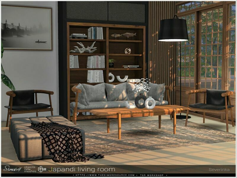 Japandi Living Room By Severinka_ 1 Japandi Living Room By Severinka_ Sims 4 CC