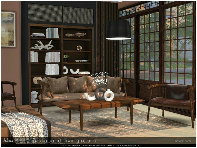 Japandi Living Room By Severinka_ 2 sims 4 cc japandi living room by severinka 5
