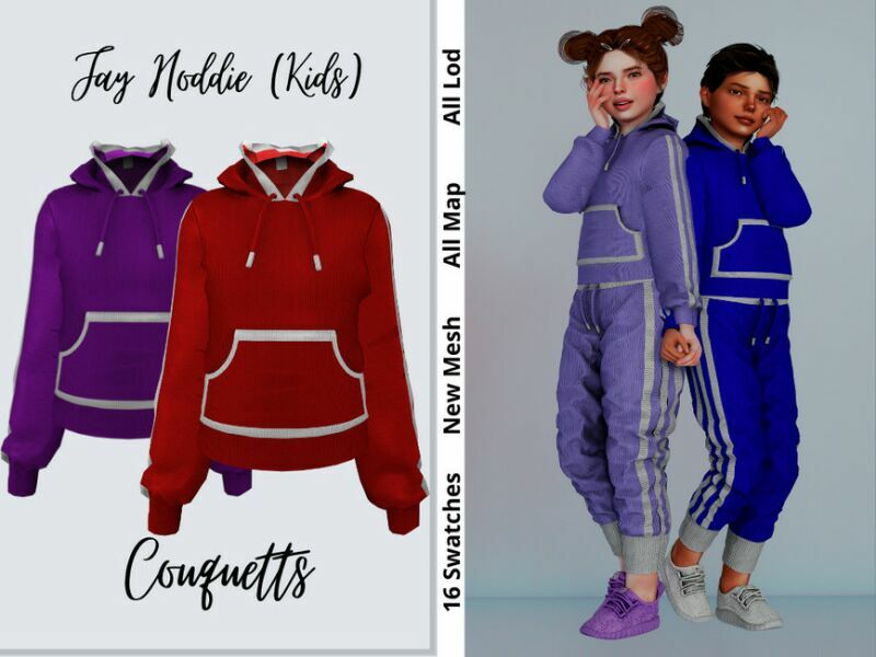 JAY Hoddie (Kids) By Couquett 1 JAY Hoddie (Kids) By Couquett Sims 4 CC