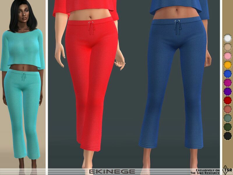 Knit Crop Flare Pants – SET26-2 By Ekinege 1 Knit Crop Flare Pants – SET26-2 By Ekinege Sims 4 CC