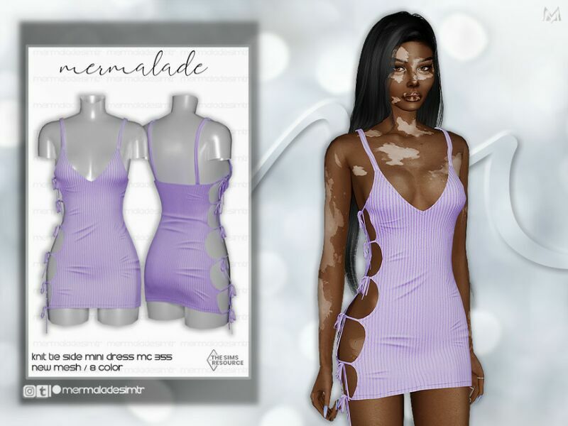 Knit TIE Side Mini Dress MC355 By Mermaladesimtr 1 Knit TIE Side Mini Dress MC355 By Mermaladesimtr Sims 4 CC