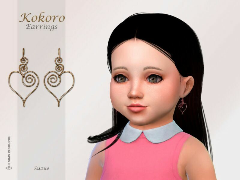 Kokoro Earrings Toddler By Suzue 1 Kokoro Earrings Toddler By Suzue Sims 4 CC