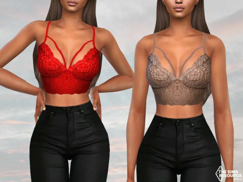 Lace Bustier Tops By Saliwa 1 Lace Bustier Tops By Saliwa Sims 4 CC