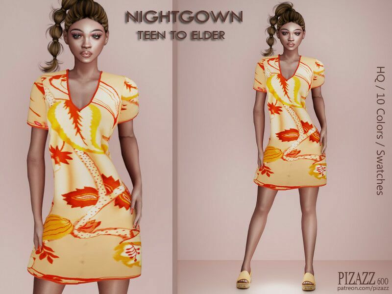 Ladies Nightgown By Pizazz 1 Ladies Nightgown By Pizazz Sims 4 CC