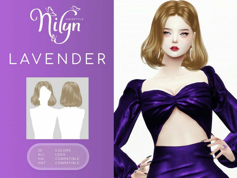 Lavender Hair – Female Hairstyle 1 Lavender Hair – Female Hairstyle Sims 4 CC
