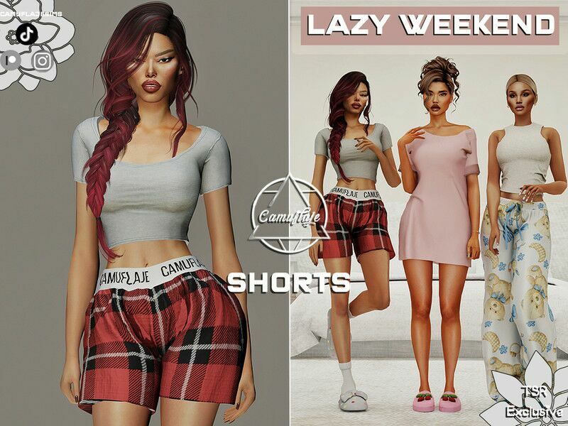 Lazy Weekend Collection – Shorts By Camuflaje 1 Lazy Weekend Collection – Shorts By Camuflaje Sims 4 CC