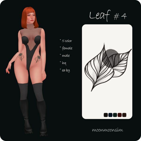 Leaf Tattoo 4 By Moonmoonsim 1 Leaf Tattoo 4 By Moonmoonsim Sims 4 CC