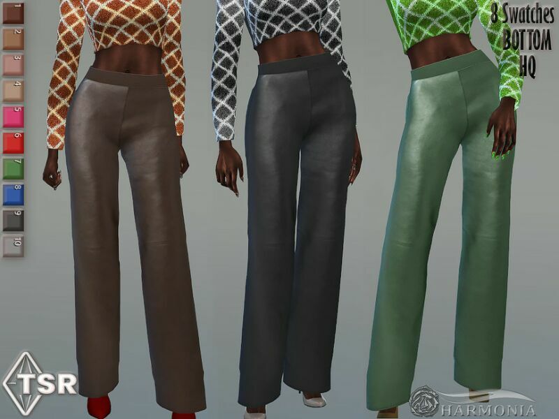 Leather Straight-Leg Pants By Harmonia 1 Leather Straight-Leg Pants By Harmonia Sims 4 CC