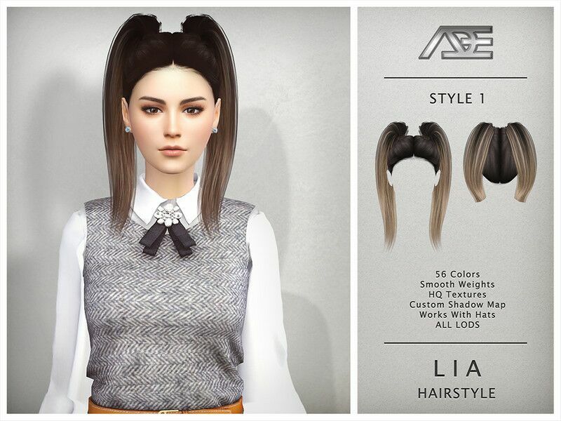 LIA – Style 1 (Hairstyle) 1 LIA – Style 1 (Hairstyle) Sims 4 CC