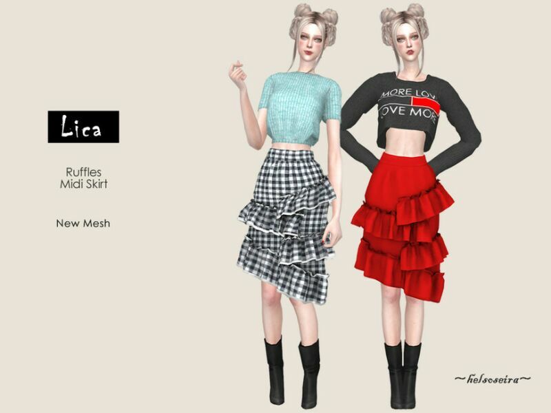 Lica – Midi Skirt By Helsoseira 1 Lica – Midi Skirt By Helsoseira Sims 4 CC