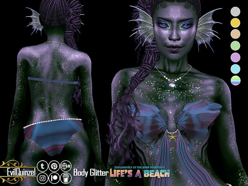 Life'S A Beach – Body Glitter 1 Life’S A Beach – Body Glitter Sims 4 CC