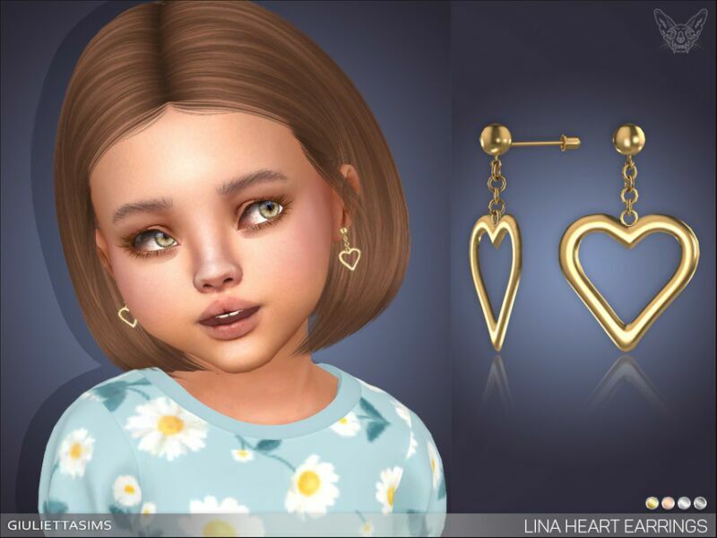 Lina Heart Earrings For Toddlers By Feyona 1 Lina Heart Earrings For Toddlers By Feyona Sims 4 CC