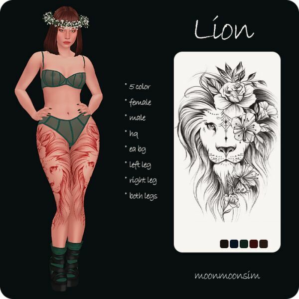 Lion Tattoo By Moonmoonsim 1 Lion Tattoo By Moonmoonsim Sims 4 CC
