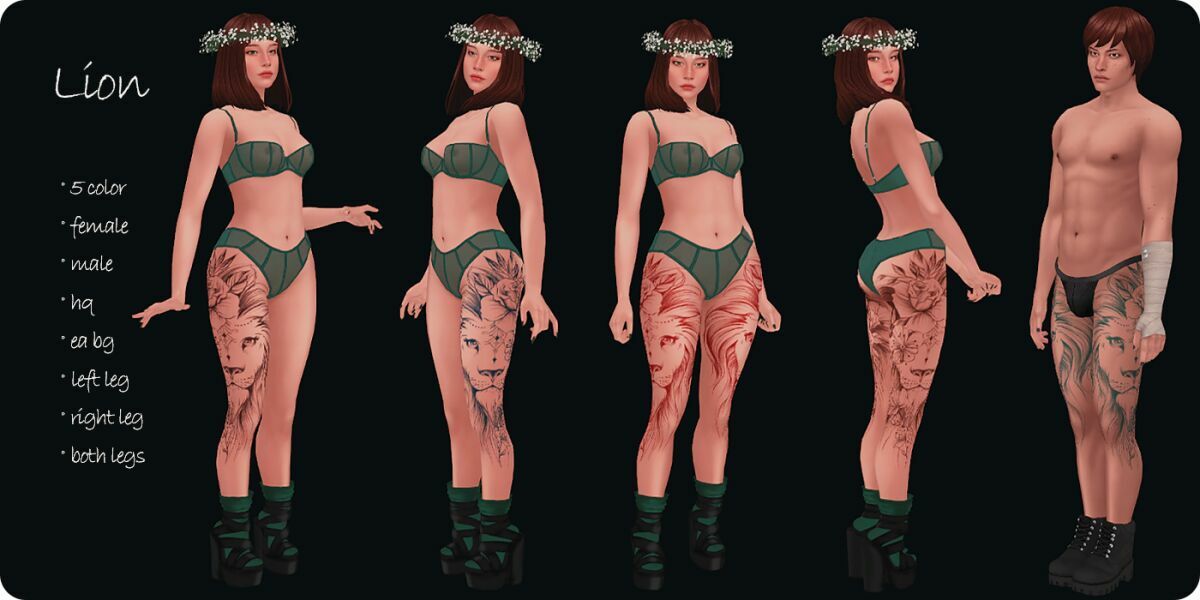 Lion Tattoo By Moonmoonsim 2 sims 4 cc lion tattoo by moonmoonsim 2