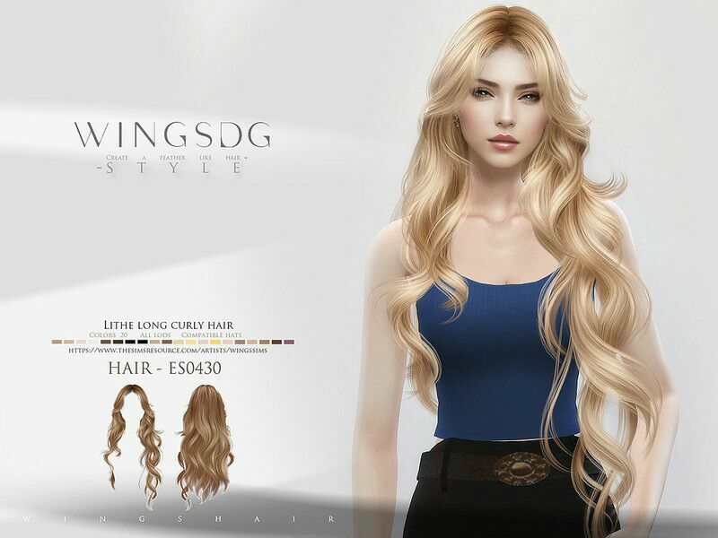 Lithe Long Curly Hair For / Female By Wingssims 1 Lithe Long Curly Hair For / Female By Wingssims Sims 4 CC