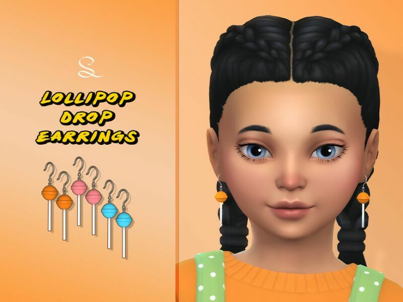Lollipop Drop Earrings For Kids By Simlasya 1 Lollipop Drop Earrings For Kids By Simlasya Sims 4 CC