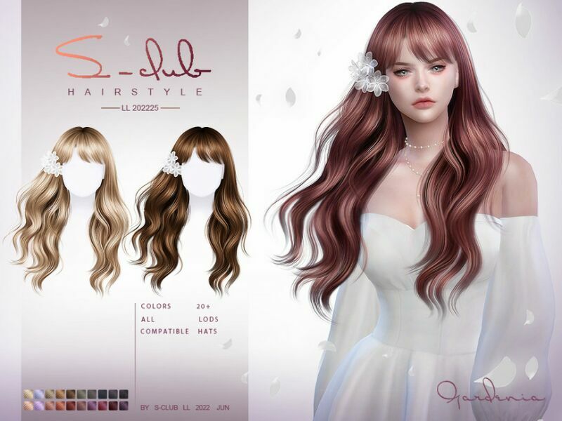Long Flowing Hair( Gardenia) By S-Club 1 Long Flowing Hair( Gardenia) By S-Club Sims 4 CC