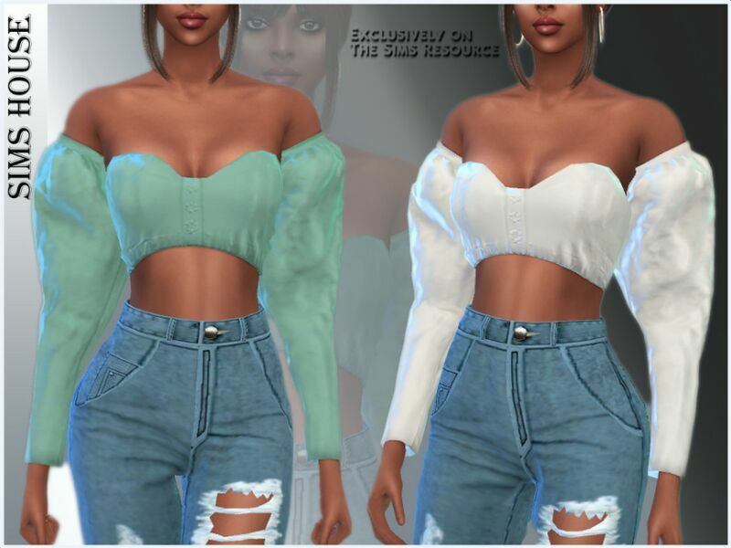 Long Sleeve Short TOP 1 Long Sleeve Short TOP Sims 4 CC
