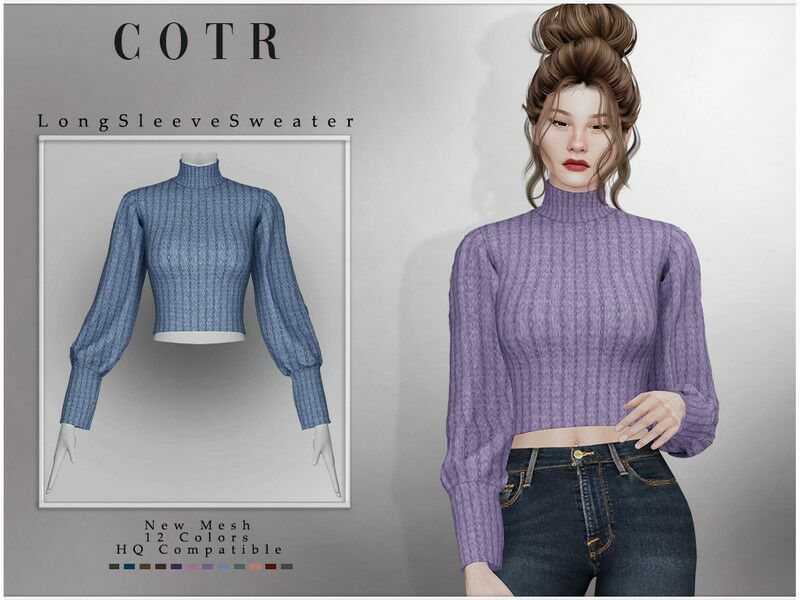 Long Sleeve Sweater T-494 By Chordoftherings 1 Long Sleeve Sweater T-494 By Chordoftherings Sims 4 CC