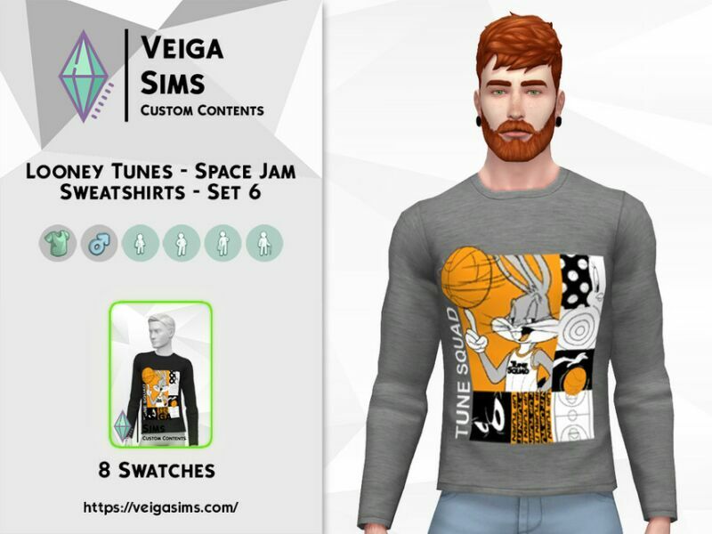 Looney Tunes – Space JAM Sweatshirt – SET 6 1 Looney Tunes – Space JAM Sweatshirt – SET 6 Sims 4 CC