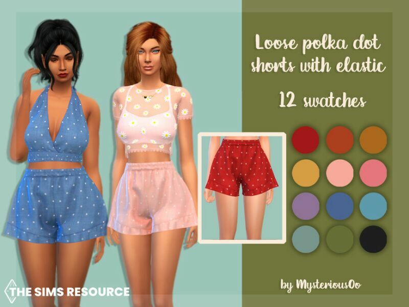 Loose Polka DOT Shorts With Elastic By Mysteriousoo 1 Loose Polka DOT Shorts With Elastic By Mysteriousoo Sims 4 CC