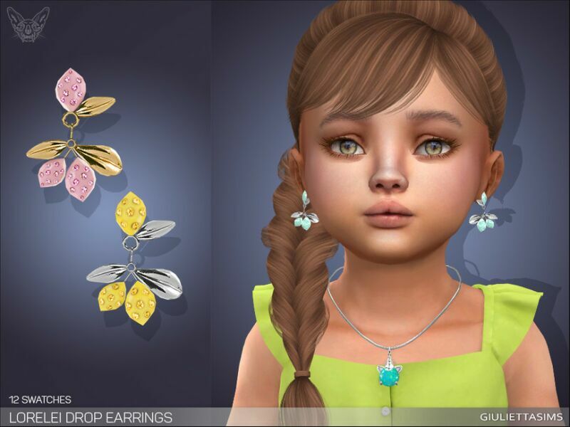 Lorelei Drop Earrings For Toddlers By Feyona 1 Lorelei Drop Earrings For Toddlers By Feyona Sims 4 CC