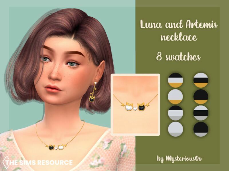 Luna And Artemis Necklace By Mysteriousoo 1 Luna And Artemis Necklace By Mysteriousoo Sims 4 CC