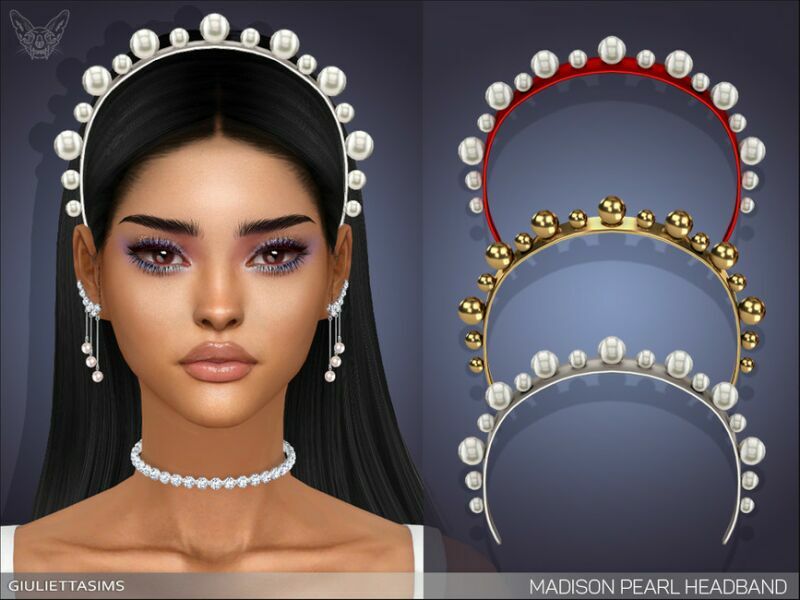 Madison Pearl Headband By Feyona 1 Madison Pearl Headband By Feyona Sims 4 CC