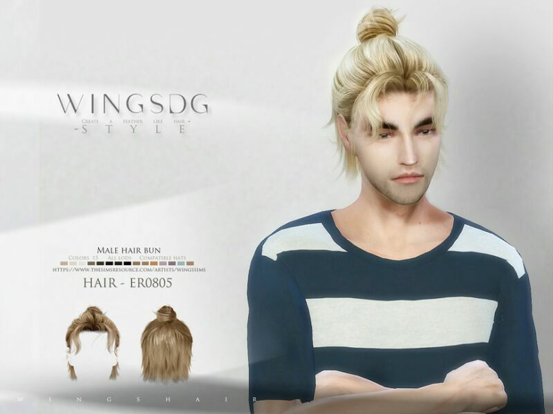 Male Hair BUN ER0805 By Wingssims 1 Male Hair BUN ER0805 By Wingssims Sims 4 CC