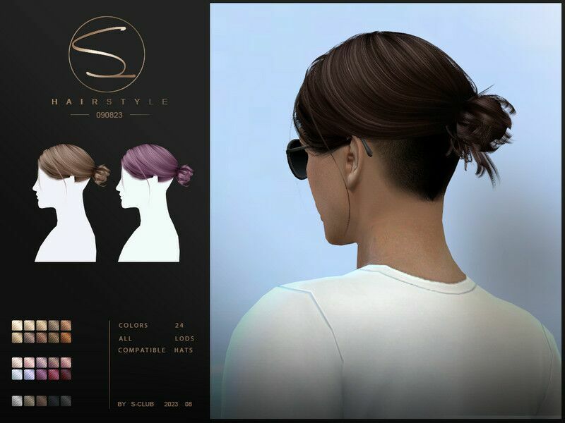 Male Hair With BUN (TOM090823) By S-Club 1 Male Hair With BUN (TOM090823) By S-Club Sims 4 CC