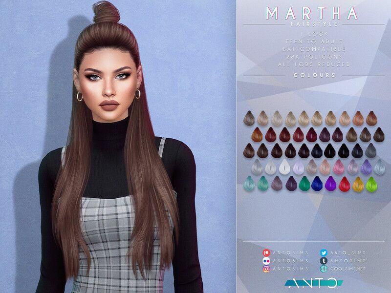 Martha Hairstyle 1 Martha Hairstyle Sims 4 CC