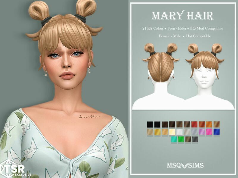Mary Hair By Msqsims 1 Mary Hair By Msqsims Sims 4 CC