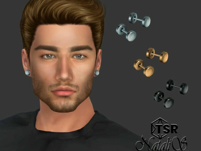 Men’S Flat Round Stud Earring By Natalis 1 Men’S Flat Round Stud Earring By Natalis Sims 4 CC